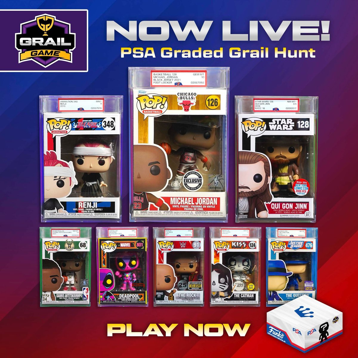 For the first time ever on Grail Game we’re offering a Funko Pop Mystery Box where ALL of the top hits have been graded by PSA, the leading 3rd party authenticator in collectibles! Use referral code DISTRACKERS1 during account creation for 1000 coins. #Ad #Funko #Collectibles