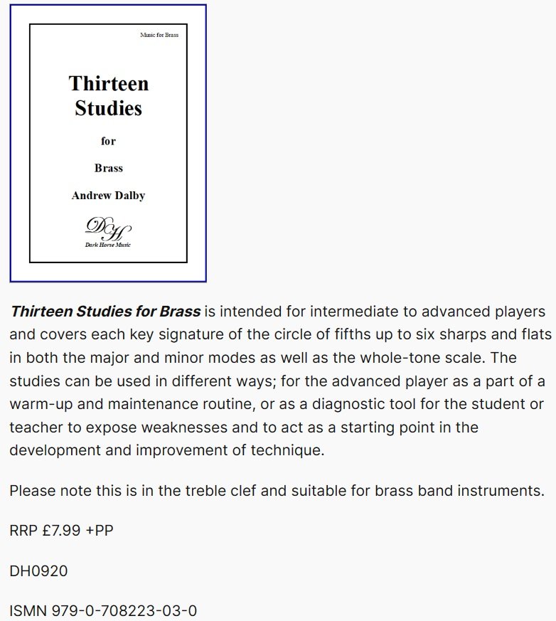 I'm really pleased this has been published ahead of schedule. If you know any #brassplayers who want some new challenges, this might be just the thing!
See my website for details.
#trumpet #music #brassbands 
#musicteachers