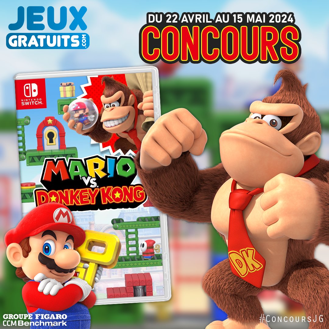 CONCOURS MARIO vs. DONKEY KONG 🎁
Mario se lance à la poursuite de Donkey Kong dans ce remake sur Nintendo Switch d'un classique de Game Boy Advance, et on te le fait gagner jusqu'au 15 mai 2024 !

➡ RDV sur jeux-gratuits.com/concours/mario…
➡ RT #ConcoursJG