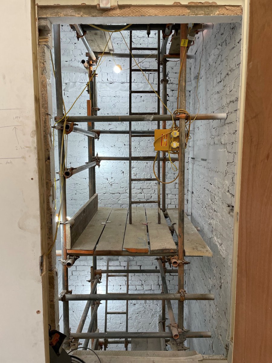 Work on our new lift continues - though you’d be forgiven for thinking we were putting in a new staircase! Thanks to @CityBridgeFndn for supporting the work. #HomeImprovements #DIY