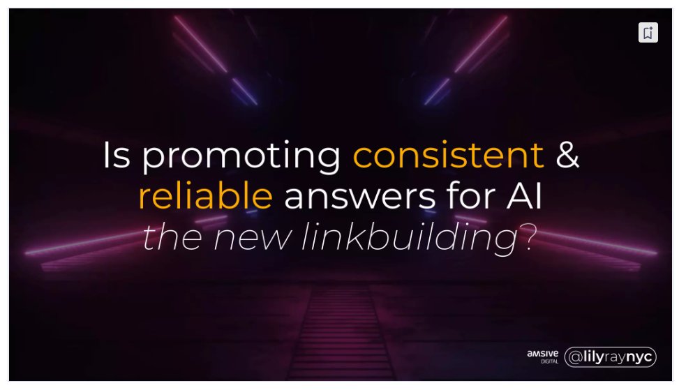 lilyraynyc's tweet photo. One scary inevitability when SGE is released to the public, and as the world shifts more towards using AI tools to answer questions, is that SEO will evolve from simply influencing which websites appear, to also influencing which answers appear.

SEO will become more about controlling the narrative.

As I said in one of my SGE presentations last year, "is promoting consistent and reliable answers for AI the new linkbuilding?"

The past year+ that many of us have been demoing the beta version of SGE has revealed that so far, at least, it's not very difficult to affect what SGE says about someone or something. Especially for lower competition keywords (questions about individuals or specific questions about companies/brands). 

I created a test using a number of random questions about me that I can now get SGE to display pretty consistently. It wasn't hard. 

(It also works with ChatGPT, Perplexity and other tools, although it sometimes takes a little finagling). 

I imagine that future SEOs will be tasked with "make sure SGE doesn't say that" or "make sure SGE says this." It's a new form of reputation management, digital PR, even PR crisis management.