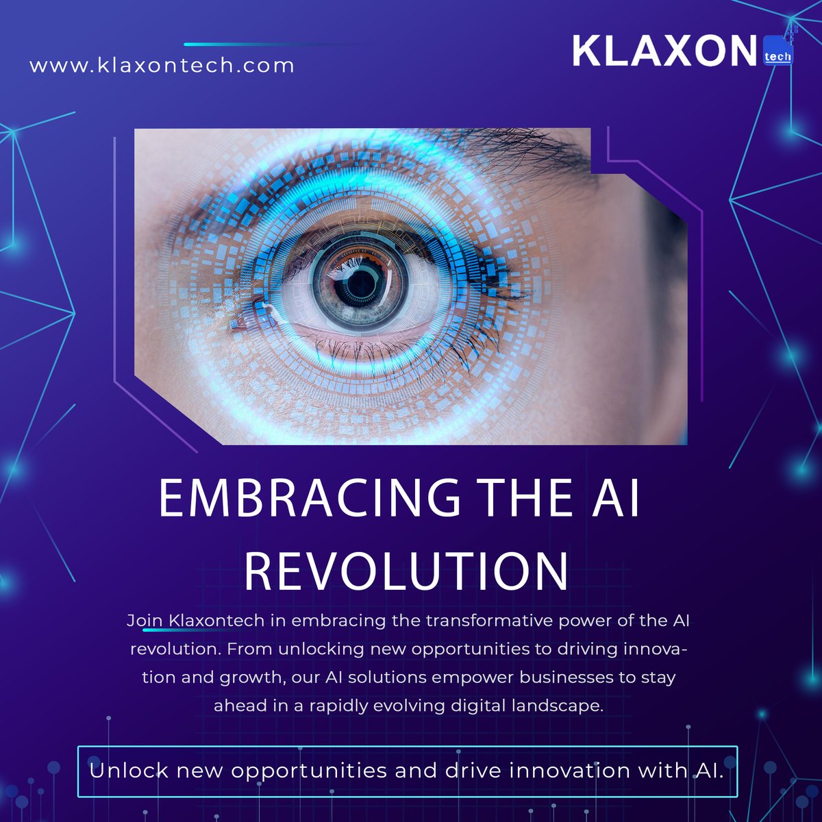 Embrace the AI revolution with Klaxontech and unlock endless possibilities! Visit klaxontech.com to learn how our AI solutions drive innovation and transform industries. Join us in shaping the future of technology!
🌐🚀 #AIRevolution #Innovation #FutureTech #klaxontech