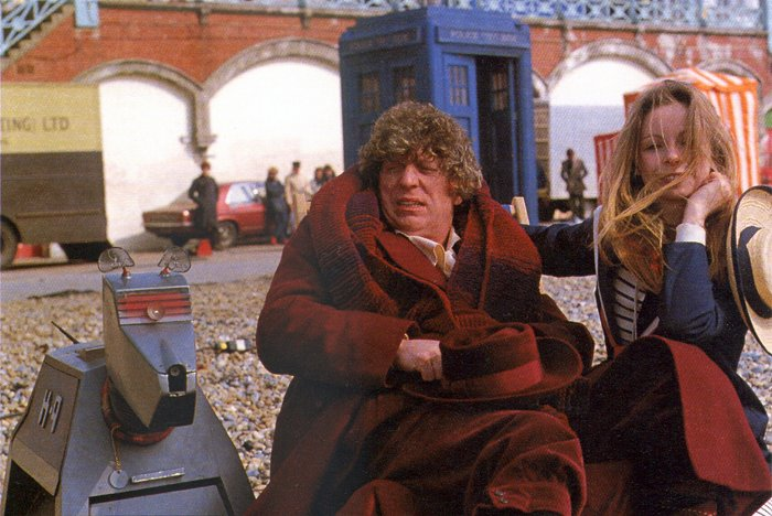 Tom Baker, Lalla Ward and K9 during 'The Leisure Hive'. #TomBaker #DoctorWho #FourthDoctor