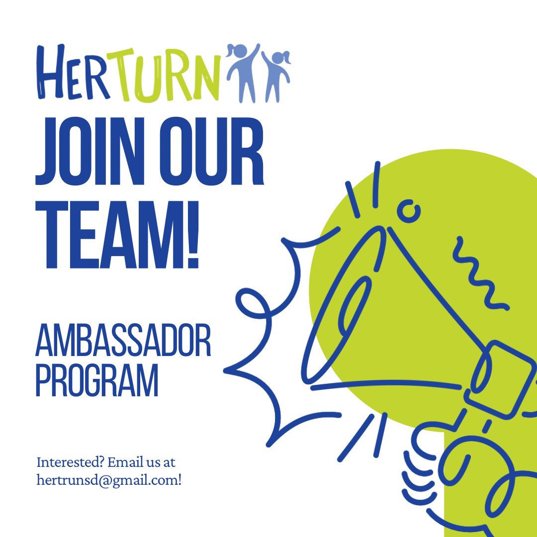 We’re looking for passionate athletes to join our team! As an ambassador, you’d be able to mentor young athletes, create meaningful sporting opportunities, work with a growing non-profit, and gain experience in community building! Contact us at herturnsd@gmail.com!