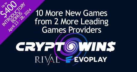 CryptoWins Introduces 10 New Games from EvoPlay and Rival Gaming, Offering Up to 50% Bonus on Cryptocurrency Deposits #onlinecasinopromotions #onlineslotgames #casinobonus #cryptowinscasino
streakgaming.com/forum/threads/…