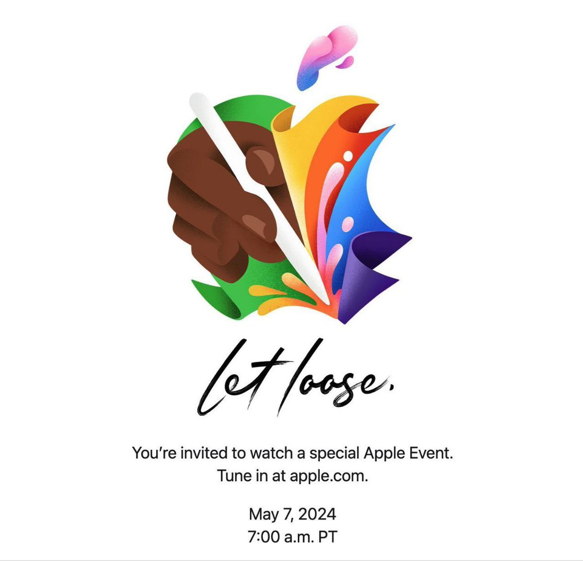 The special apple event is happening on May 7th 7:00 AM PT (7:30 pm IST) New iPads and Apple pencil (maybe) coming up! #Apple #AppleEvent