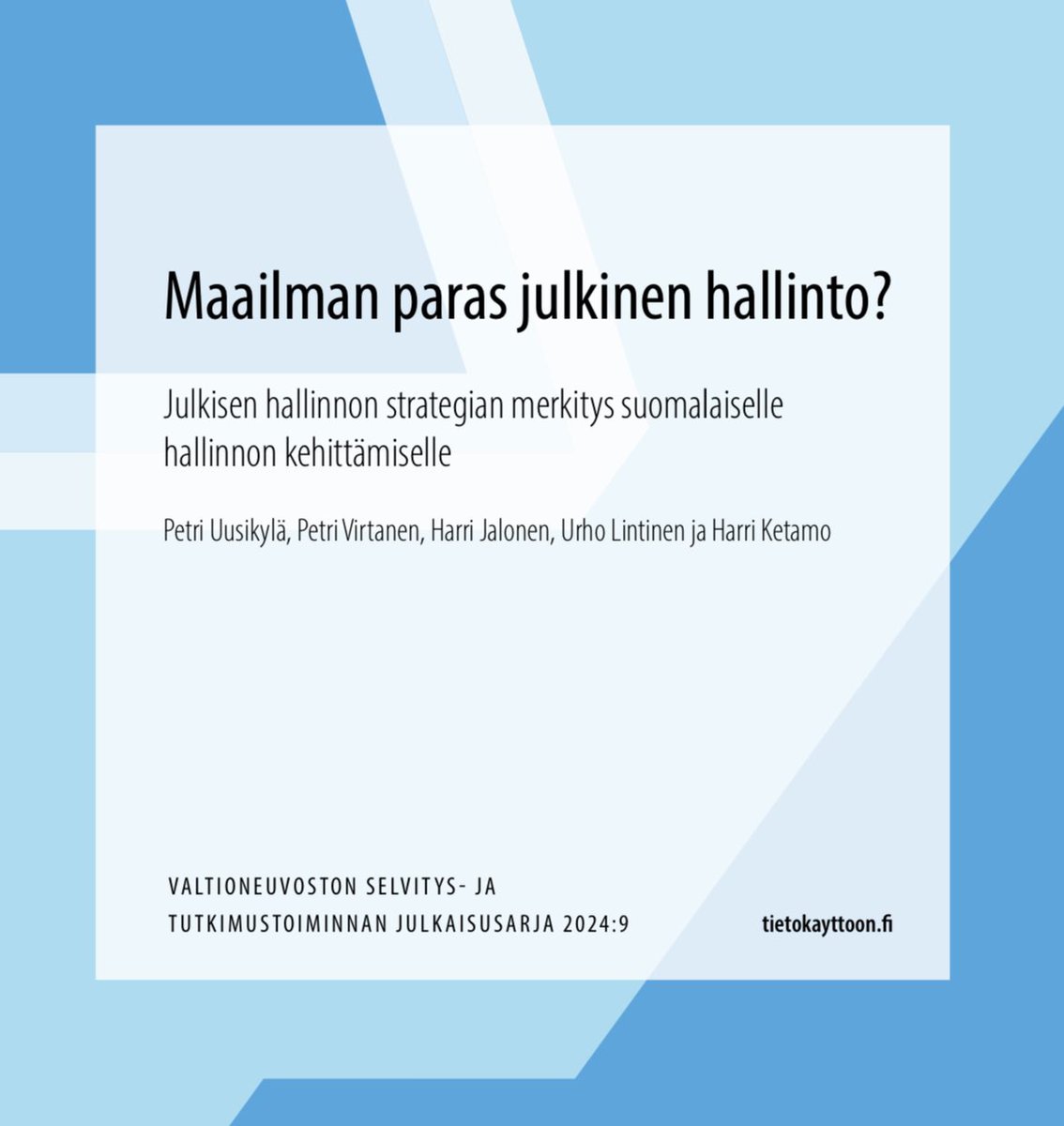 IkonenAK's tweet photo. Maailman paras julkinen hallinto? Suomen julkisen hallinnon #strategia on poikkeuksellinen, koska se kattaa koko julkisen hallinnon. Nyt sen toimeenpano on arvioitu ja tulokset julkaistu. Kannattaa tutustua. Kiitos hyvästä työstä! 👇

https://t.co/e6ZmsSA0yg https://t.co/LNgXsgletv