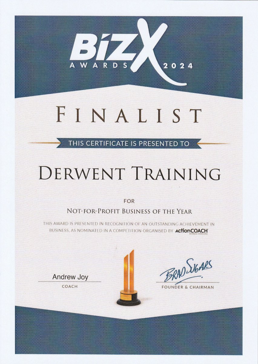 We would like to give our fab clients at @derwenttraining a huge shout-out - they were FINALISTS in the 'Not For Profit' category of the @ActionCOACHuk @BizX_forum awards! Well done team! #PeachyDigital #ClientNews #BizXAwards #Finalist