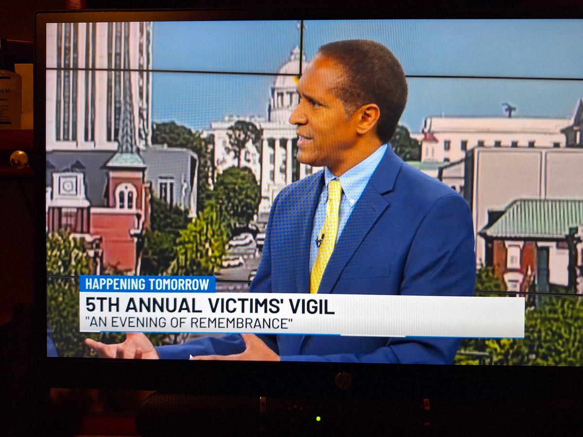 SEEMS LIKE OLD TIMES! Thank you WSFA & @markb_wsfa for promoting Tuesday's 'Evening of Remembrance'.  Come to Freewill Missionary Baptist at 6:30 to honor Montgomery murder victims.  
Mark has been on TV 25 years & hasn't changed.  Need to check his attic for an aging portrait.