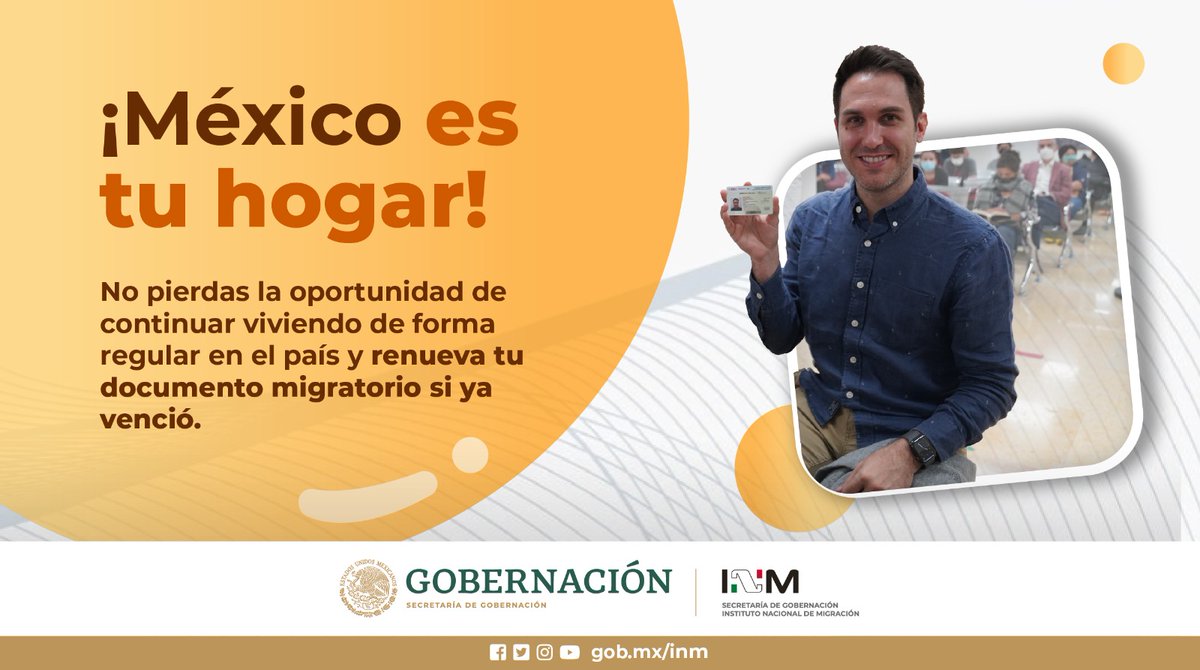 ¿Tu documento migratorio venció? ⁉️ ¡Actualízalo y evita contratiempos! 🫵⏰ Si eres extranjero 👤, no pierdas la oportunidad de continuar viviendo de forma regular en el #país 🇲🇽. #INMContigo 🤝 #MéxicoEsMiHogar 
🔗 goo.su/dXlYn