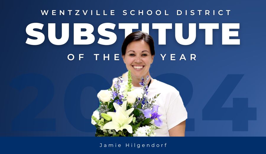 We named Jamie Hilgendorf the 2024 WSD Substitute of the Year in a surprise announcement on April 19 with students, her family, and building and District administrators at South Middle School. Congrats, Jamie! Read more: bit.ly/WSD24Substitute. #WeAreWentzville