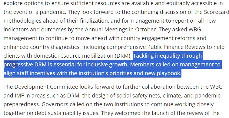 1/2 “We're glad to see <a href="/WorldBank/">World Bank</a> recognize the obvious: progressive taxation is essential to tackling inequalities. To build on this, and the inclusion of #inequality in the new corporate scorecard, the Bank must shift its approach and emphasis,” said @Mskaydee.