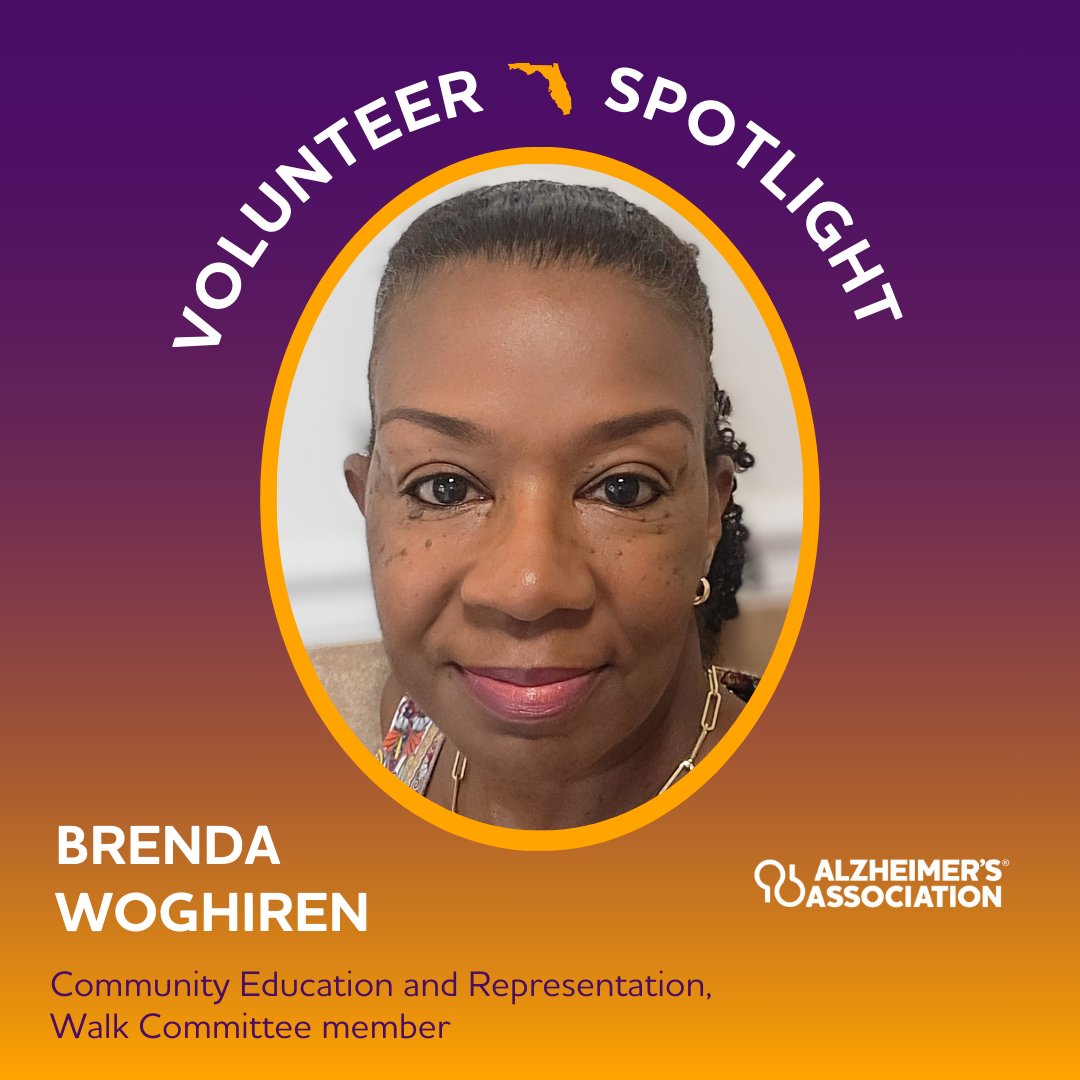 Brenda is one of our amazing volunteer Alzheimer’s Community Educators - always willing to help where needed, even on Saturday! Her passion and commitment to the mission doesn’t stop there - she also serves on the Walk to End Alzheimer’s committee in the Treasure Coast. #ENDALZ