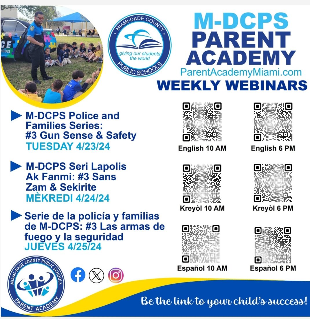 Thank you @ASP_Olinda for hosting our Parent Academy team and Officer Jandro Suarez @MDSPD at a Gun Sense & Safety webinar watch party. If you missed it, register for tonight's 6 PM session> ParentAcademyMiami.com #YourBestChoiceMDCPS