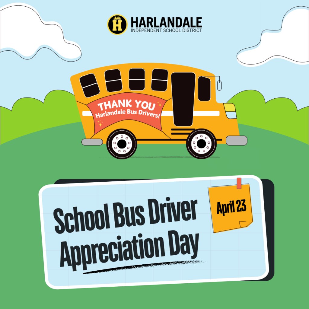 It's School Bus Driver Appreciation Day! Today, we celebrate our amazing Harlandale ISD bus drivers for safely transporting our most precious cargo. Be sure to give your bus driver a shoutout in the comments below!