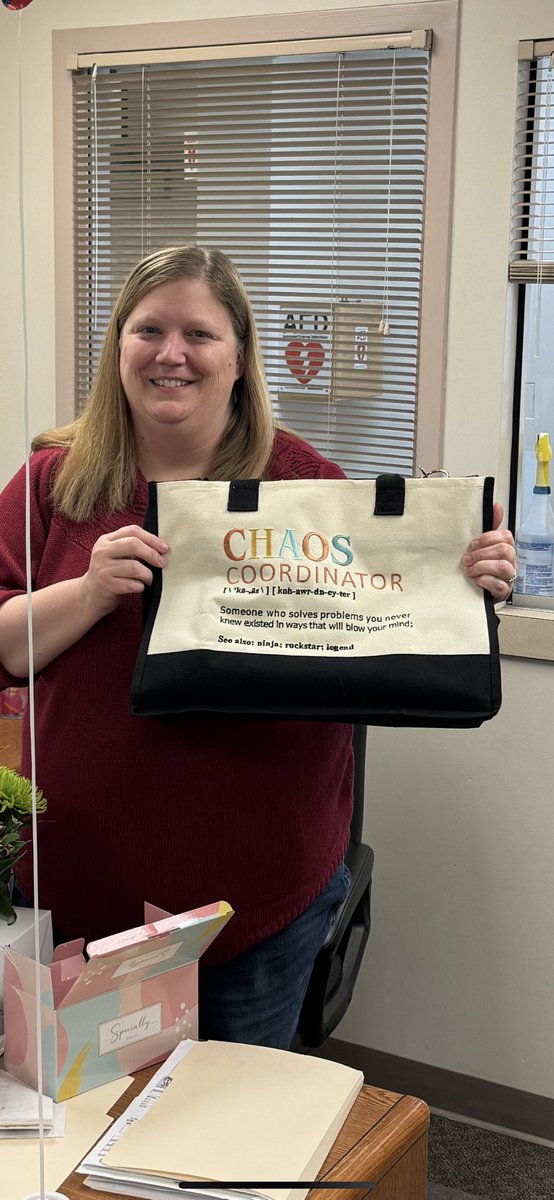 We’re celebrating our Administrative Professional DeAnna a day early due to a large field trip Wednesday. She’s the glue that holds this place together. Deanna thank you for all you. #CHAOSCOORDINATOR