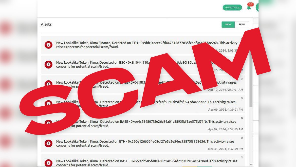 🚨 Important Reminder: Stay Alert for Fake Kima Tokens! 🚨 Attention, Kima Network Community! ⁉️Our partners from @xplorisk have identified 11 fake Kima tokens circulating on the Ethereum (ETH), BASE, and Binance Smart Chain (BSC) chains: docs.google.com/spreadsheets/d… Please be…