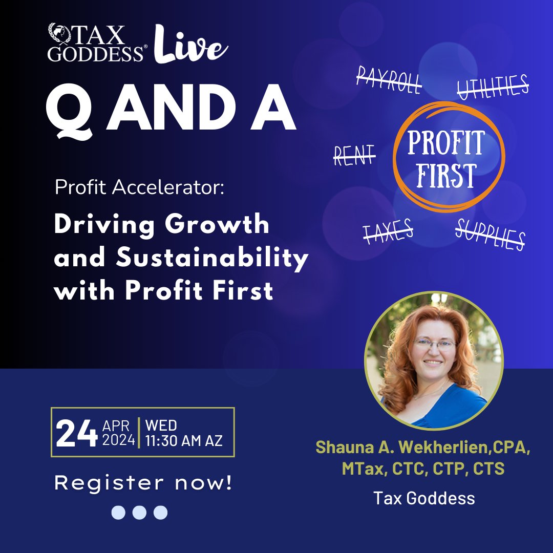 We're bringing the best financial minds to answer your questions about #ProfitFirst and maximizing business profit. 
Join us tomorrow at 11:30 AM AZ for an insightful Live Q&A session.

Register here: us06web.zoom.us/webinar/regist…

#taxes #BusinessGrowth