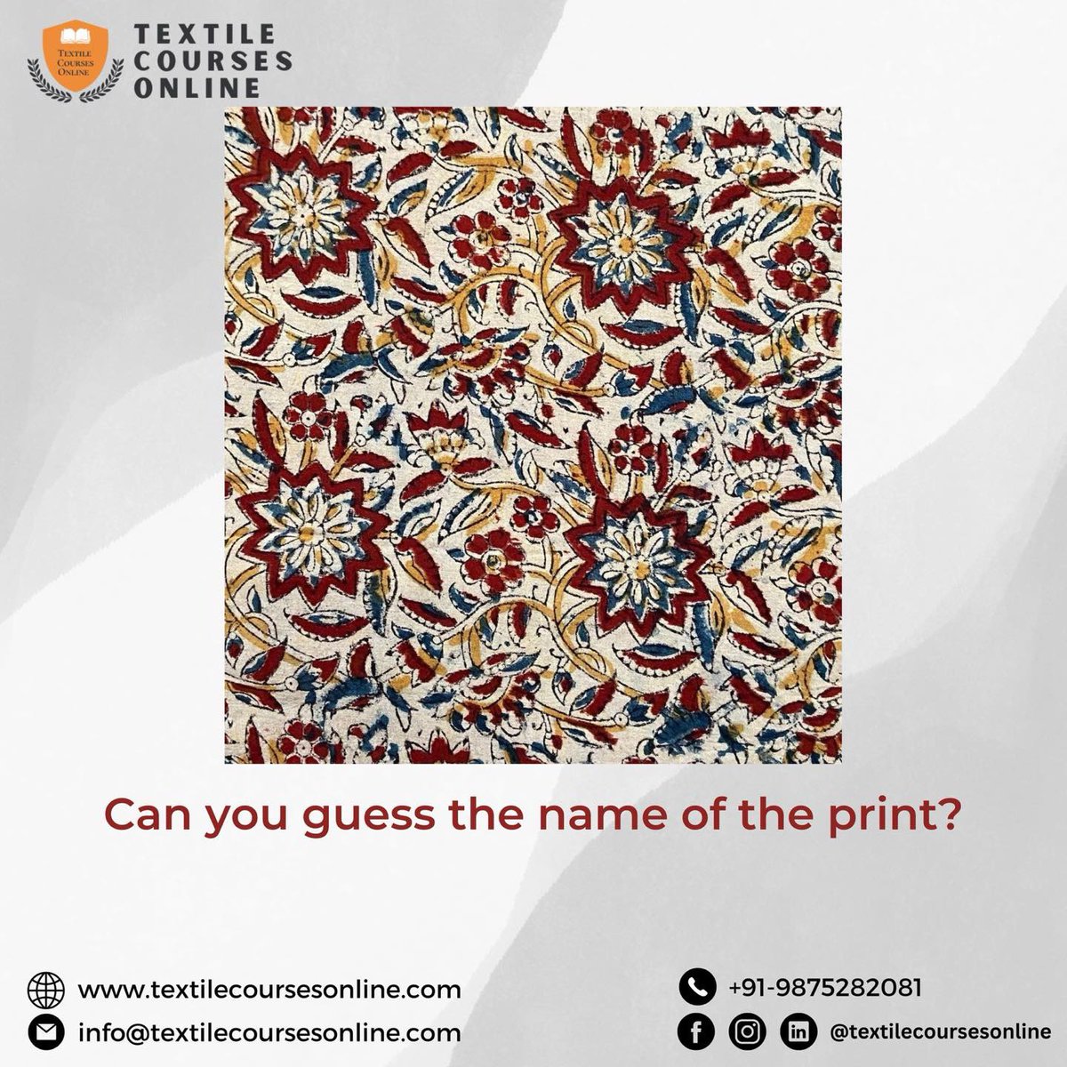 Can you guess this pattern?? Comment below. 

To know more,
Visit: textilecoursesonline.com
Or Contact: 9322260941

#textile #education #online #courses #elearning #elearningtips #textilejobs #elearningsolutions #enrollnow #trends #textileindustry #learnfromhome #newnormal