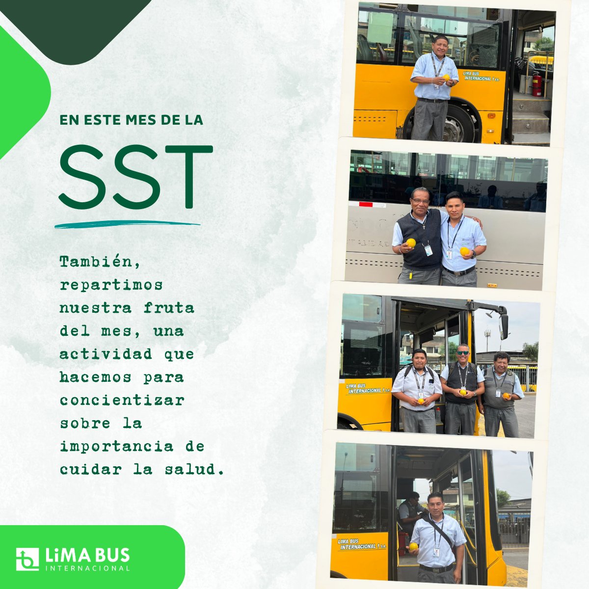 LimaBus1's tweet photo. ¡En Lima Bus Internacional estamos comprometidos con el bienestar de nuestros colaboradores! Por ello, en este mes de la Seguridad y Salud en el Trabajo (SST), promovimos actividades para fomentar hábitos saludables.🏃🏻‍
Conoce más de nosotros en: https://t.co/PBim2AvQeS https://t.co/Usp5cjac2W