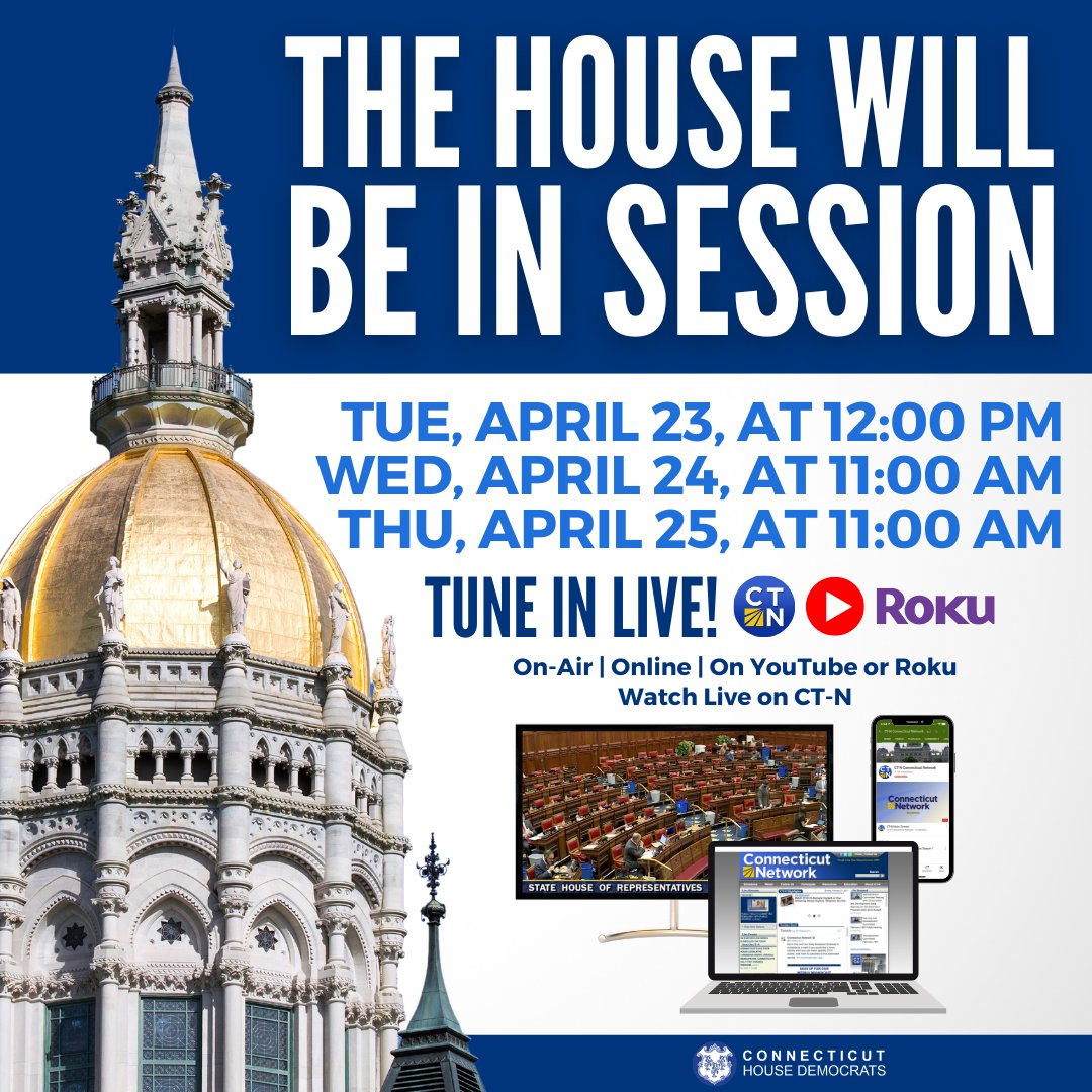 A busy week ahead at the Capitol! 🗓️🏛️ Follow along live on CT-N.com or on their YouTube and Roku channels.