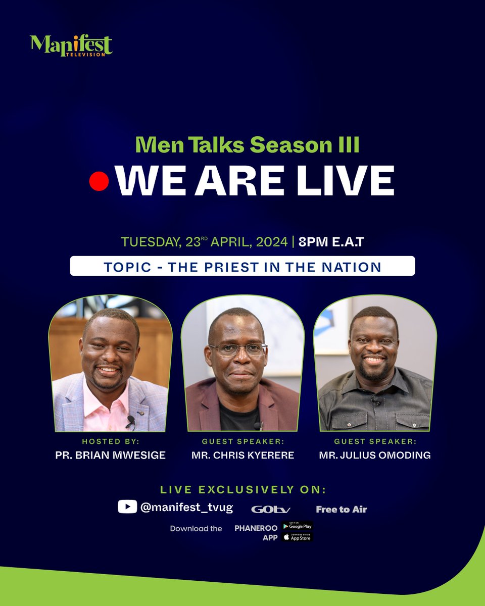 We are live! Topic: The Priest in the nation bit.ly/MenTalksSeason… #MenTalks | #LiveOnManifestTV