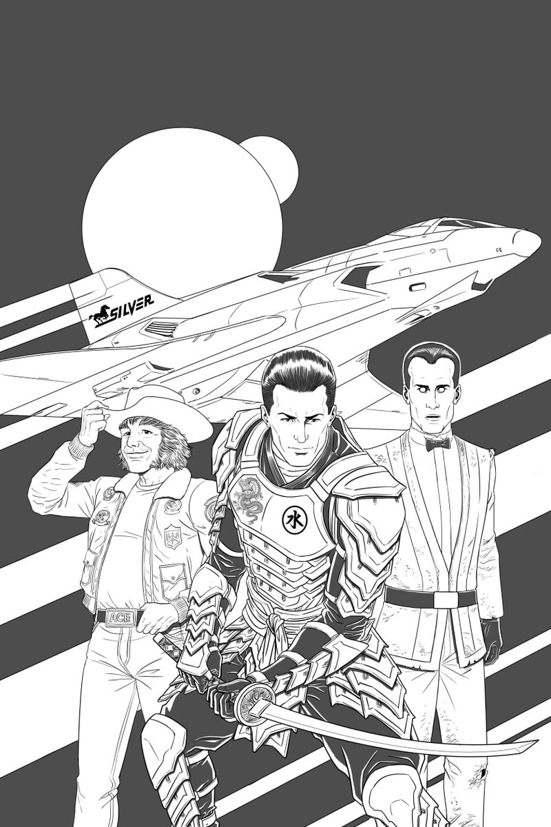 Final cover(minus the color) for Space Cruizin'! The comic is a adventure comedy featuring Yuri, Ace, and Phobos. Join the trio as they search out earthling artifacts across the galaxy! Coming soon to Kick*ter!