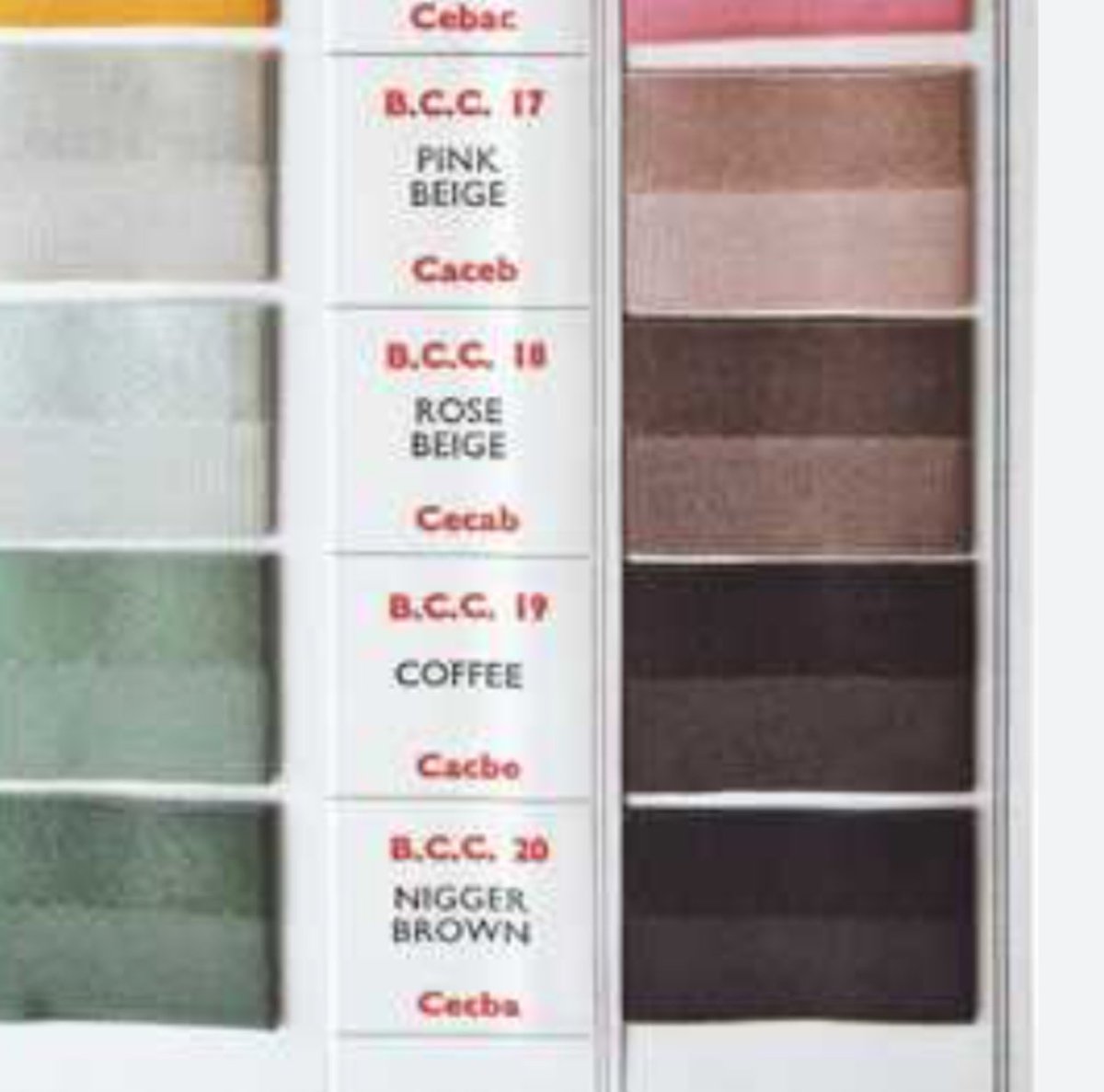 Yes, it was a thing. Colour swatches from “The British Colour Council Dictionary of Colour Standards” in 1951.