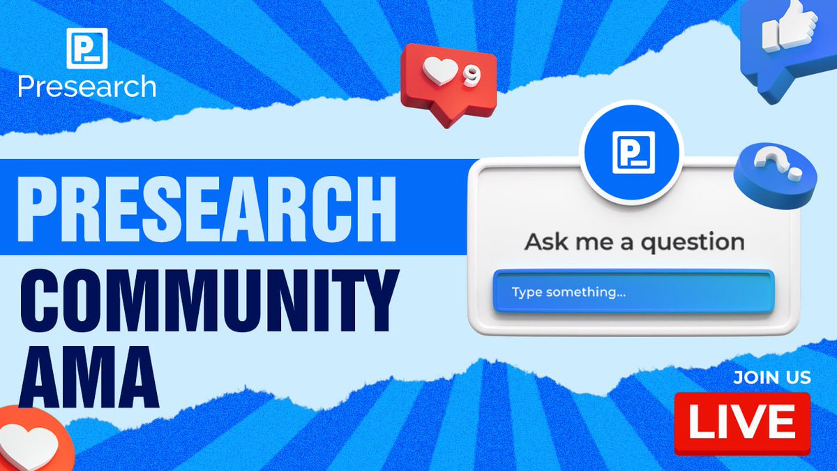 presearchnews's tweet photo. Do you have any #Presearch related questions, comments, and/or suggestions for tomorrow's community AMA (4/24 @ 2pm ET/11am PT)?
Comment below!
#PreGPT #KeywordStaking #SearchStaking #CosmosBlockchain #BaseChain $PRE https://t.co/EqoVmxAQJL