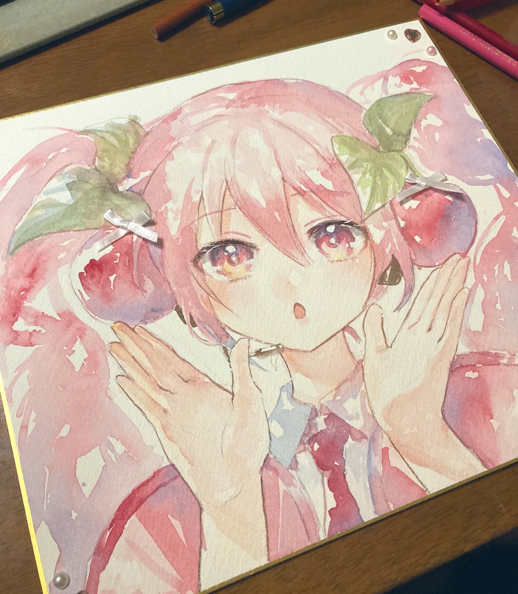 初音ミク ,桜ミク 「色紙可愛すぎる 」|ききのき@絵のお仕事募集