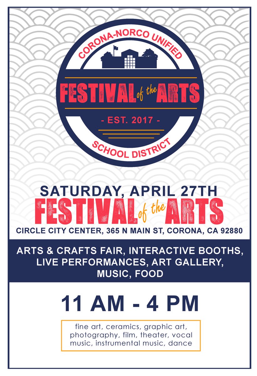 📅 Our Festival of the Arts this Saturday, April 27th from 11 a.m. to 4 p.m. at Circle City Center in Corona! There will be arts & crafts, interactive booths, live performances, and more! 📣 We hope to see you there!