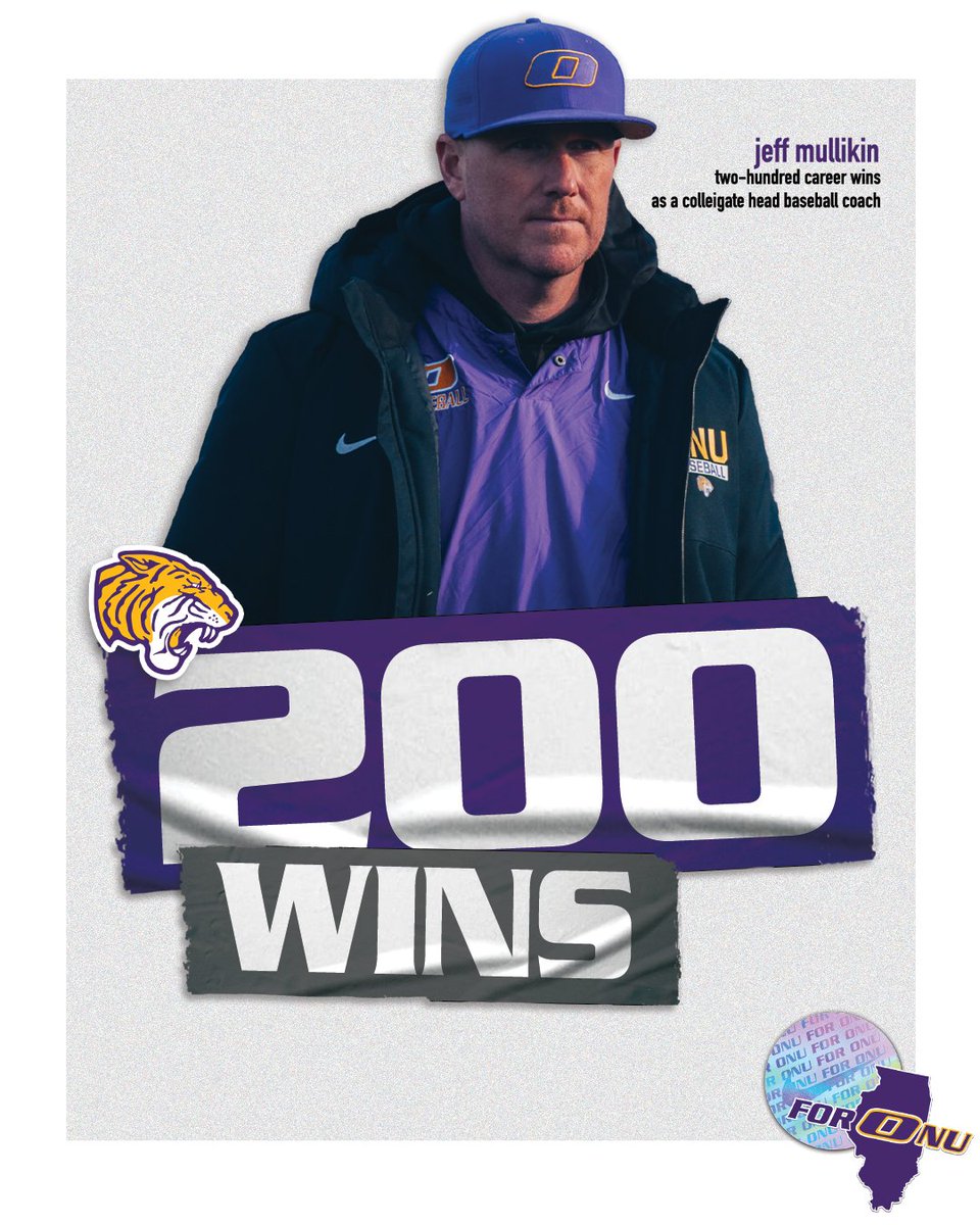 2⃣0⃣0⃣ 𝐜𝐚𝐫𝐞𝐞𝐫 𝐰𝐢𝐧𝐬

With last night's 19-8 victory over Saint Xavier, ONU Head Baseball Coach Jeff Mullikin has now picked up 200 career wins as a collegiate head coach!

🗣️𝘾𝙊𝙉𝙂𝙍𝘼𝙏𝙎 𝘾𝙊𝘼𝘾𝙃

<a href="/Onazbaseball/">Olivet Nazarene Baseball</a> | #ForONU