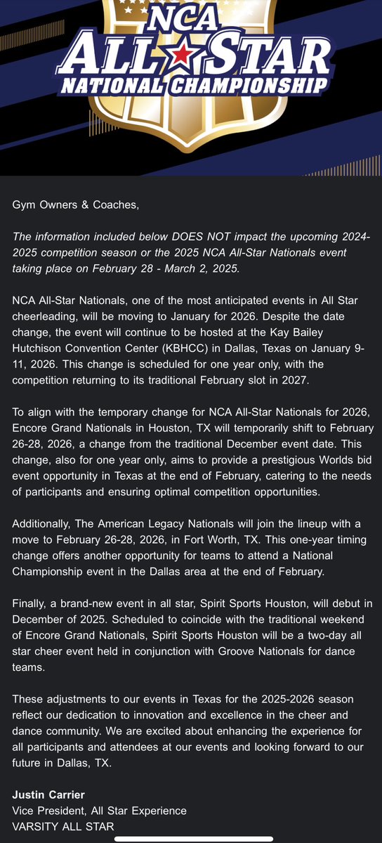 NCA All Star Nationals 2025 Cheerleading Event