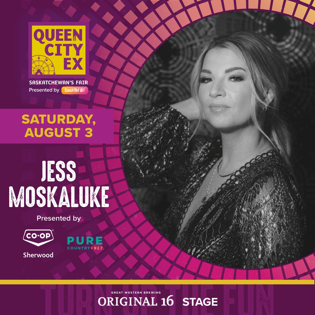 jessmoskaluke's tweet photo. did someone say FREE SHOW? 🤩  ⁠
⁠
super excited for this HOMETOWN(ish) show this summer- tickets are free with your gate admission to the ex, so you bring your crew and i'll bring mine. see ya august 3 in regina! 🤠 https://t.co/43FBmDalTg