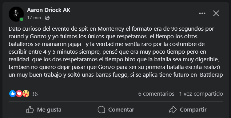 antivela's tweet photo. Vaya vaya!
Entonces si debería ser contado el tiempo en batallas escritas?👀
#battlerap #batallasescritas #spitmx #mty #gonzo #driok https://t.co/oNpekhjvEz