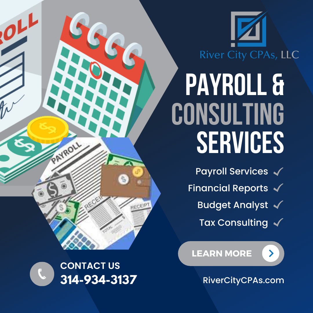 We enjoy helping business owners! For help with your bookkeeping, payroll, or business taxes call 314-934-3137 or visit RiverCityCPAs.com #RiverCityCPAs #businesstaxes #bookkeeping #payrollservices #payrollmanagement #payrollprocessing #payrollprofessionals