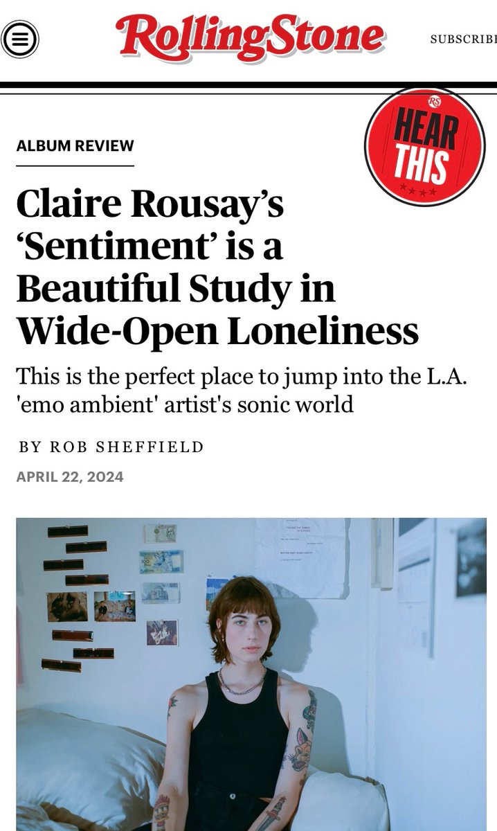 I wrote about the brilliant new Claire Rousay album, emo ambient mixing electronic collage, robot vocals, and human heartbreak rollingstone.com/music/music-al…