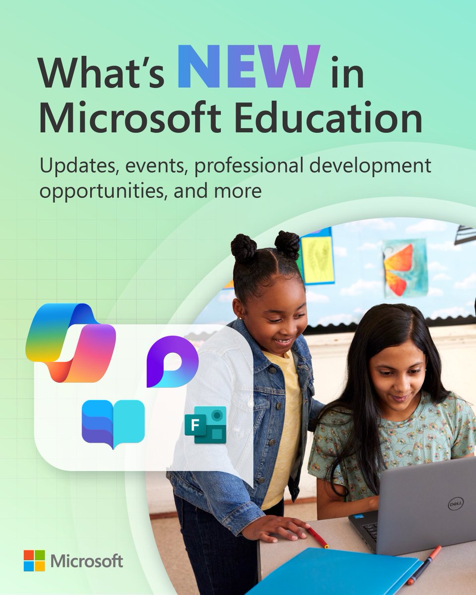 Ready for the latest #MicrosoftEDU updates? 🤠 Check out the blog to get a roundup on all things #AI, #PD, and more: msft.it/6014YHM64