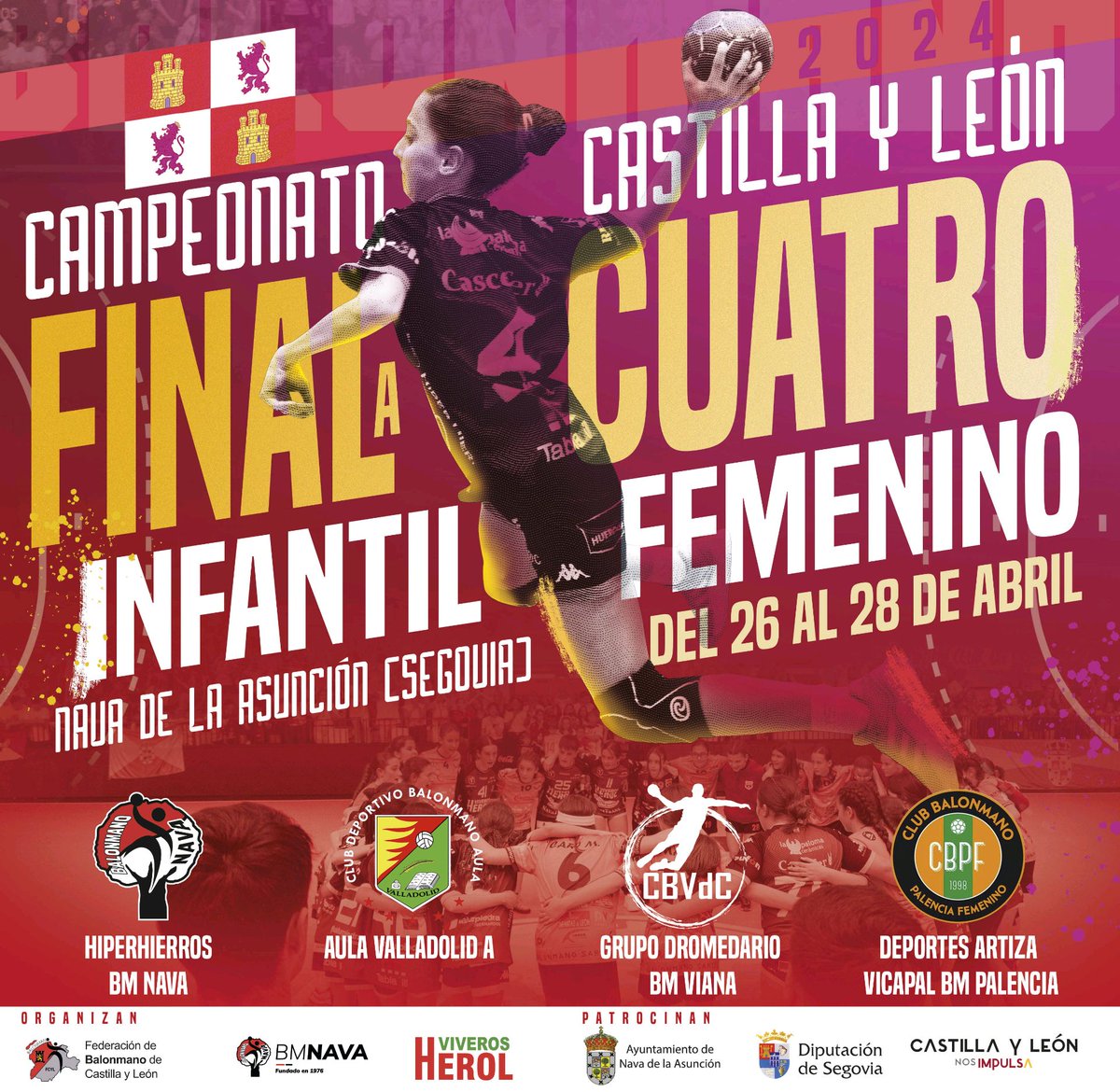 ¿Te gustó la primera fase del sector infantil femenino? ⚔️🤾🏼‍♀️Pues prepárate, porque este fin de semana se enfrentan los 4 mejores equipos de Castilla y León, entre los que se encuentran nuestras Guerreras Naveras del #HiperHierrosBmNava 🔛

#SectorInfFemCyL
#CyLesBalonmano