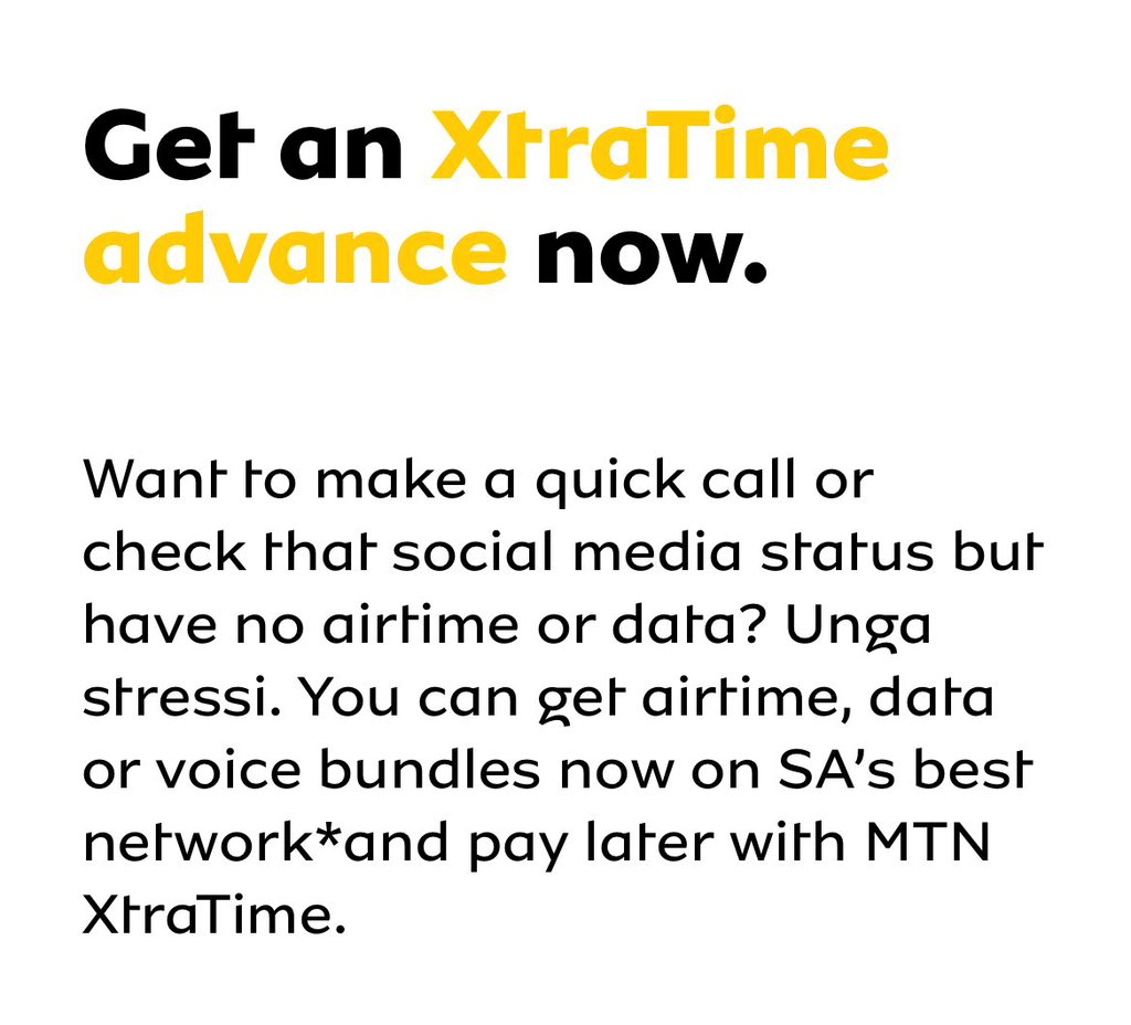 desree_h_'s tweet photo. With @MTNza you really don’t have to stress about running out of data because you can just simply advance by following these easy steps #MTNXtraTime #ConnectNowPayLater https://t.co/acsIkLFy7z