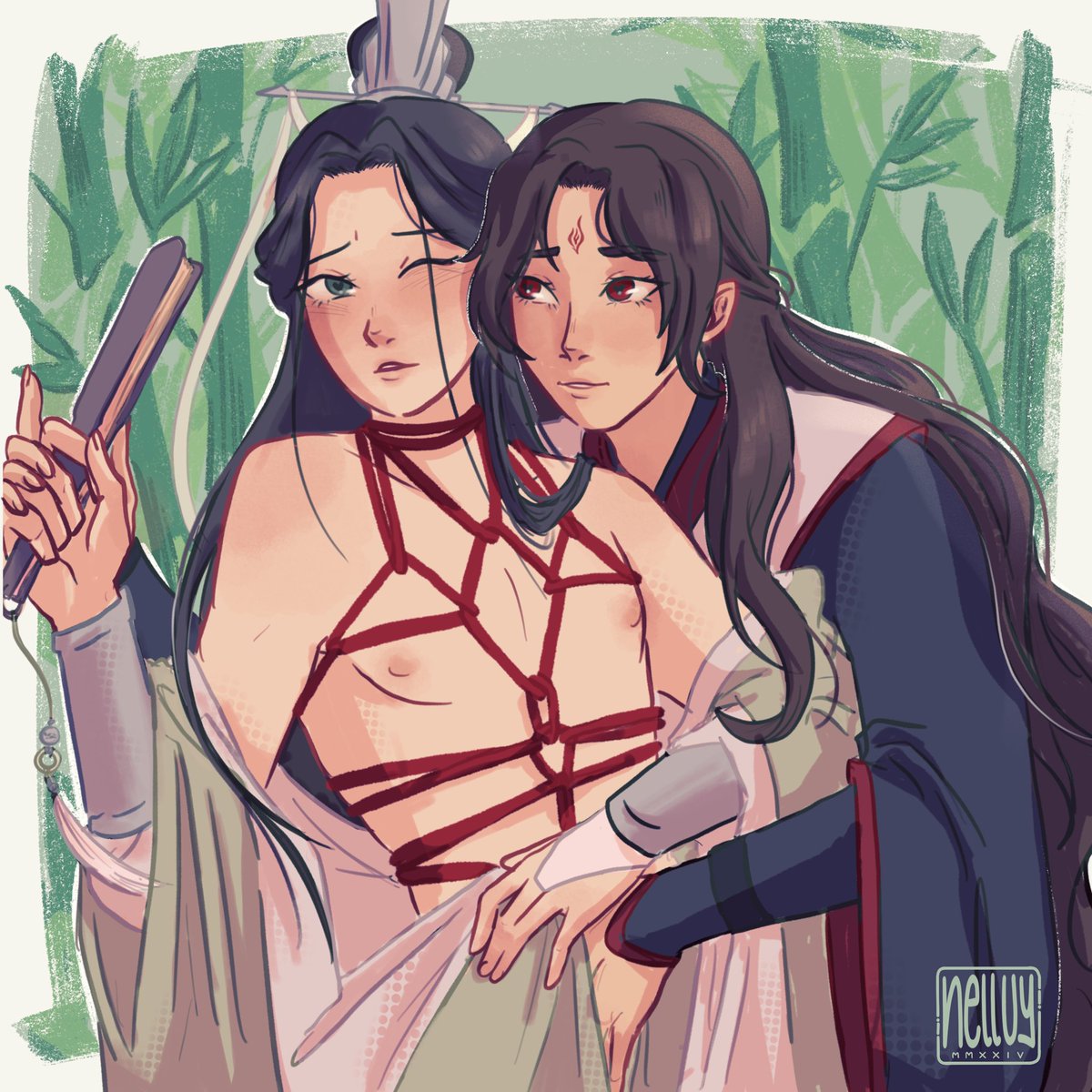 Someone couldn't wait to get home... 🎋 My first prompt for @SVSSSAction for @Puppypals662495 So many options! So I want for outdoor fun time + shibari SQQ 💚 Thanks for your donations!! #svsss #bingqiu