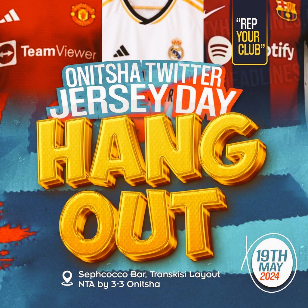 Are you a football lover and do you have a good sense of dressing? 
If yes, buy football jersey and #RepYourClub.
This is coming from #OnitshaTwitterCommunity
The Reds will always stand out cos we don't walk alone.
EPL fans Vs Laliga fans Vs Seria A

#OnitshaTwitterJerseyHangout
