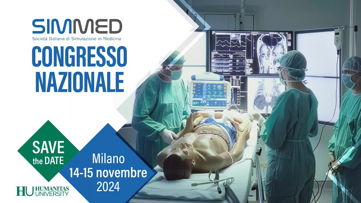 #simulation Society #Italy SAVE THE DATE!
Ci vediamo a #Milano in Humanitas! @SIMMED_Italia @GiuliaMormando @marcodelucadoc @SerenaRicci20 @AREULombardia