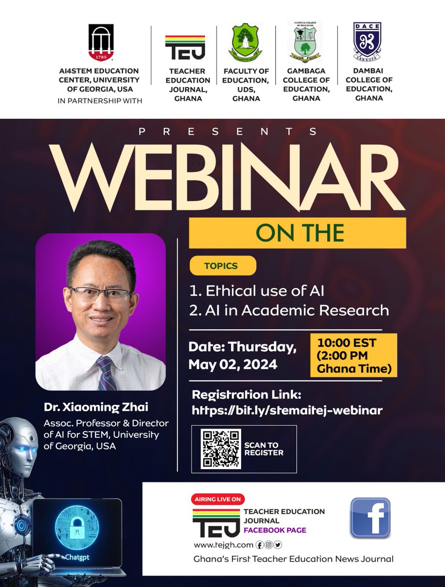 Thanks to Dr. Xiaoming Zhai and all the leading institutions for this collaborative and pioneering initiative (2nd Series).
Please follow the link to freely register and reserve your spot-on May 2, 2024 (10:00 EST)
forms.gle/Xd7qmiXdHwRai9…
#Let us work towards responsible AI Use.