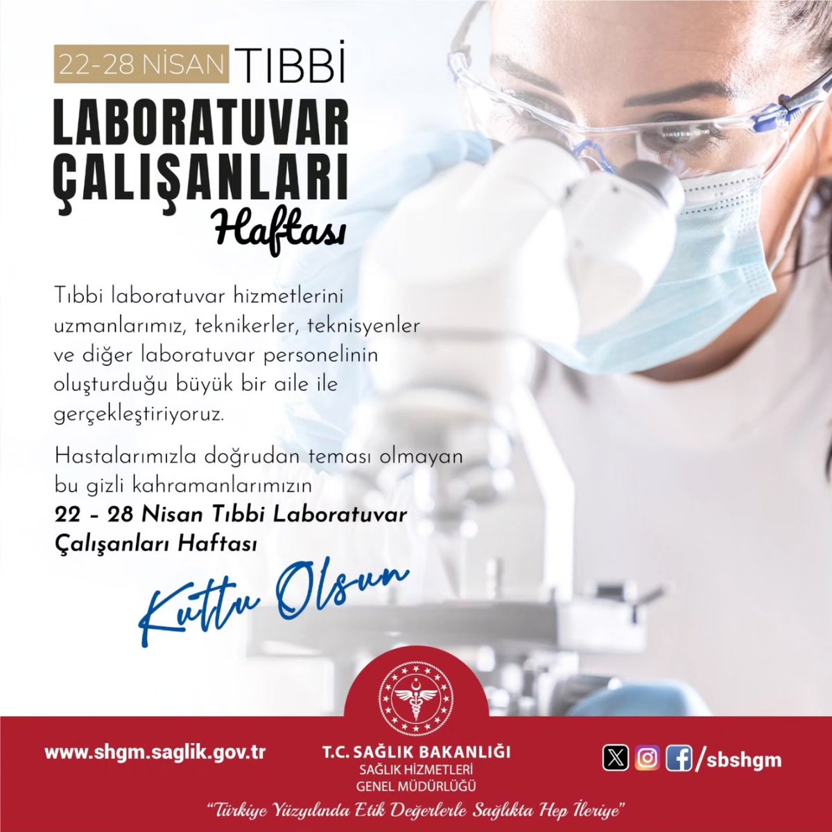 sbshgm's tweet photo. Hastalıkların teşhis ve tedavi sürecinde, özveri ve titizlikle çalışan tüm laboratuvar çalışanlarımızın “Tıbbi Laboratuvar Çalışanları Haftası” kutlu olsun.
#TıbbiLaboratuvarÇalışanlarıHaftası https://t.co/IKHVUQwohu