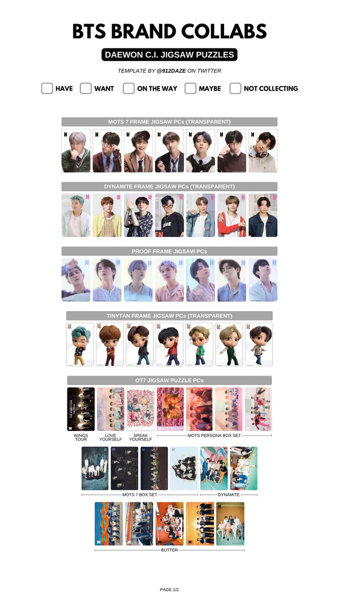 BTS BRAND COLLABS COLLABORATION COLLAB PC PHOTOCARD WISHLIST WL