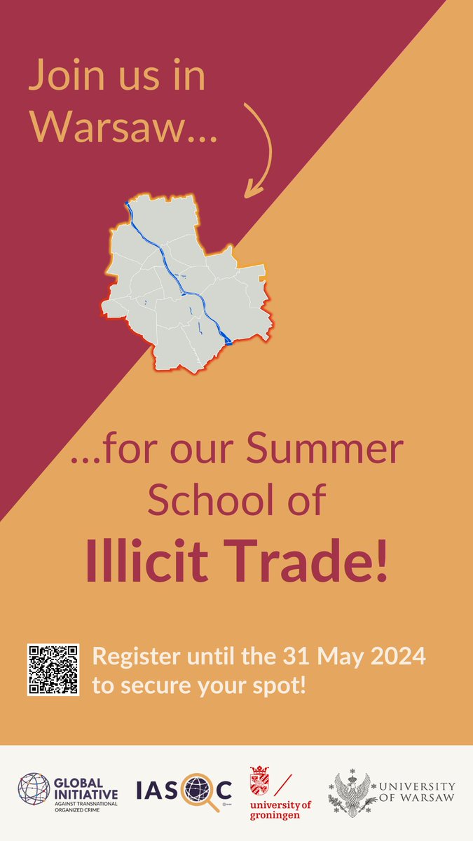 🚨 Apply today for the Summer School of Illicit Trade 2024! 🤔Are you interested in organized crime and illicit economies? Then this course is for you! Join us at @UniWarszawski 🇵🇱 from 8-12 July 2024 👉 For more information and how to apply: globalinitiative.net/analysis/summe…