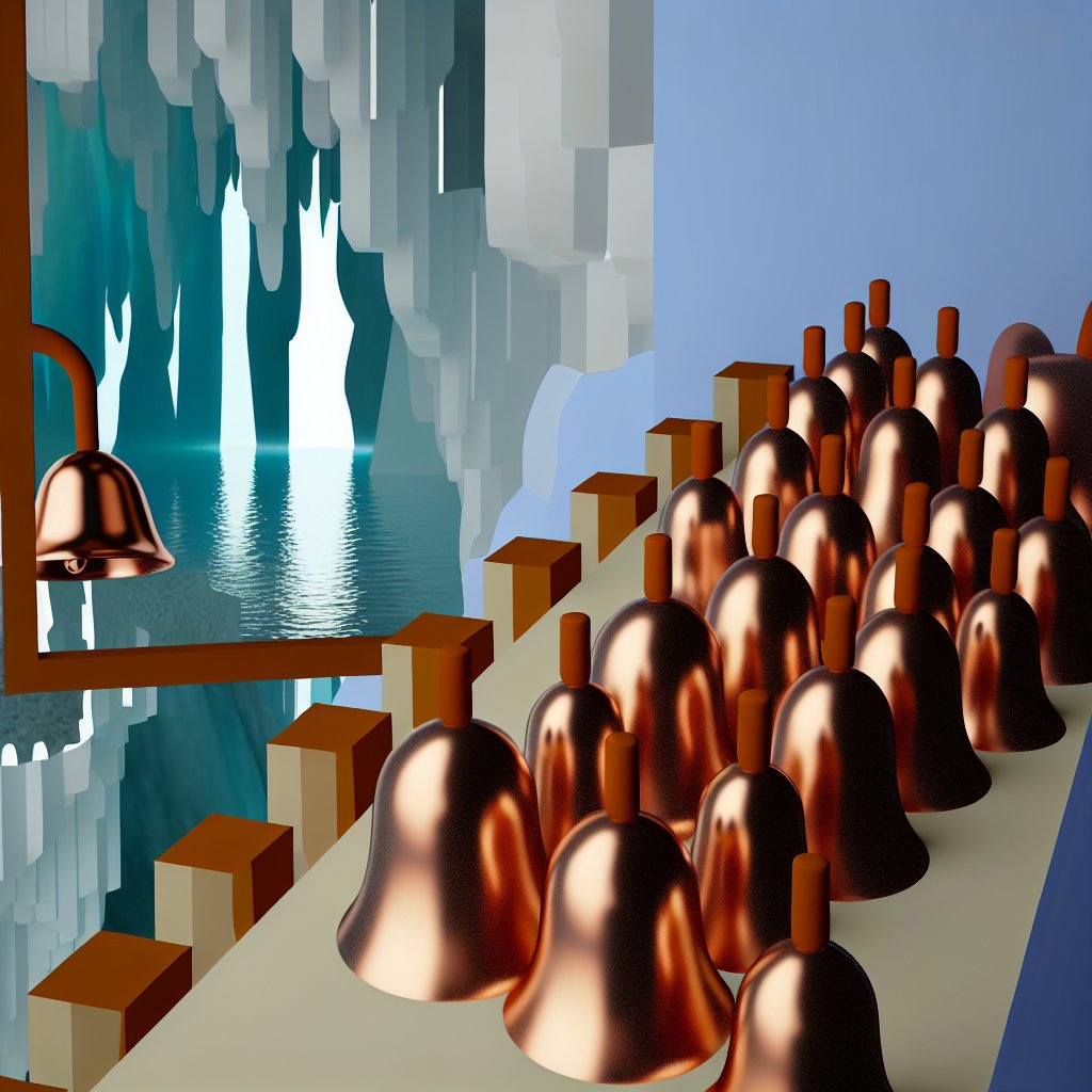 tunebotic's tweet image. Copper Bells [prompt: copper bells in the style of a Storm Thorgerson album cover]

#HumanAgain by #JorjaChalmers
