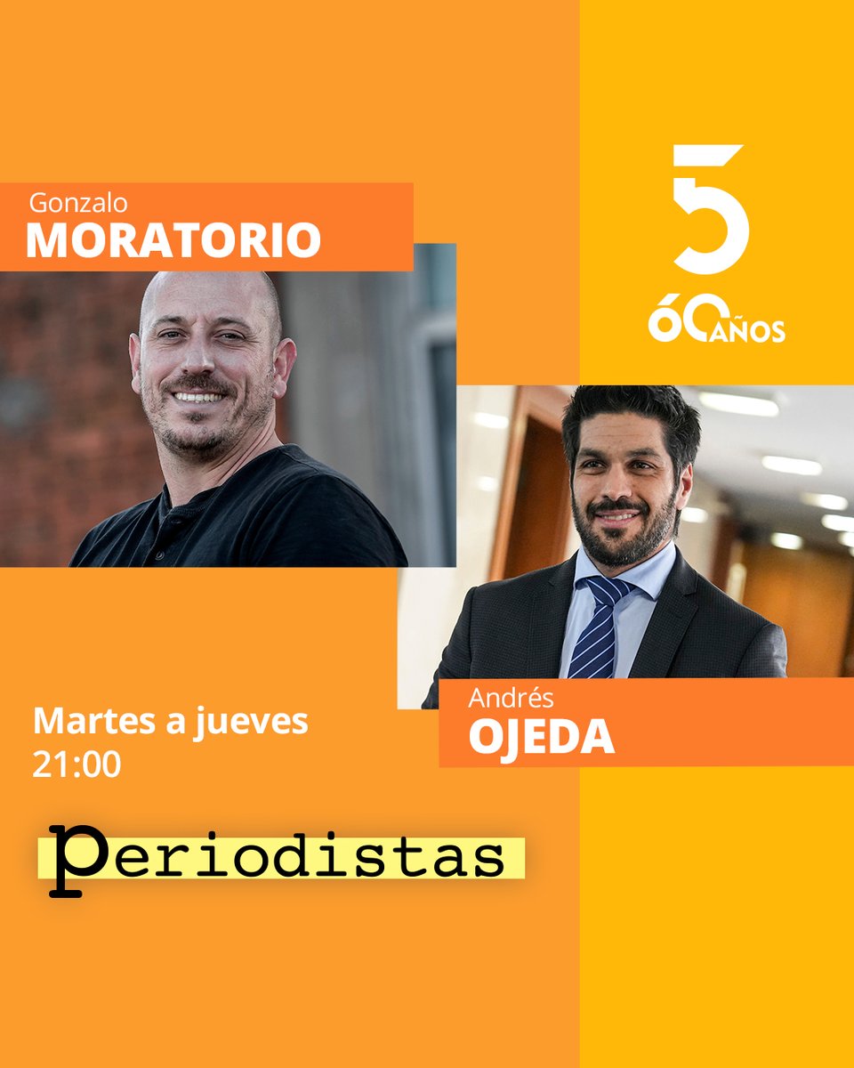 📺 Hoy en <a href="/periodistastv5/">Periodistas - Toda la verdad</a>:

👉 Nos visita el científico <a href="/gonzamoratorio/">Gonzalo Moratorio</a>.
👉 Recibimos al precandidato por el Partido Colorado, <a href="/AndresOjedaOk/">Andrés Ojeda</a>.

🕘 A las 21:00 con <a href="/jorgetraversojt/">Jorge Traverso</a>, Alfonso Lessa, <a href="/DiegoZas/">Diego Zas</a> y <a href="/maguipradop/">Magdalena Prado Pesce</a>