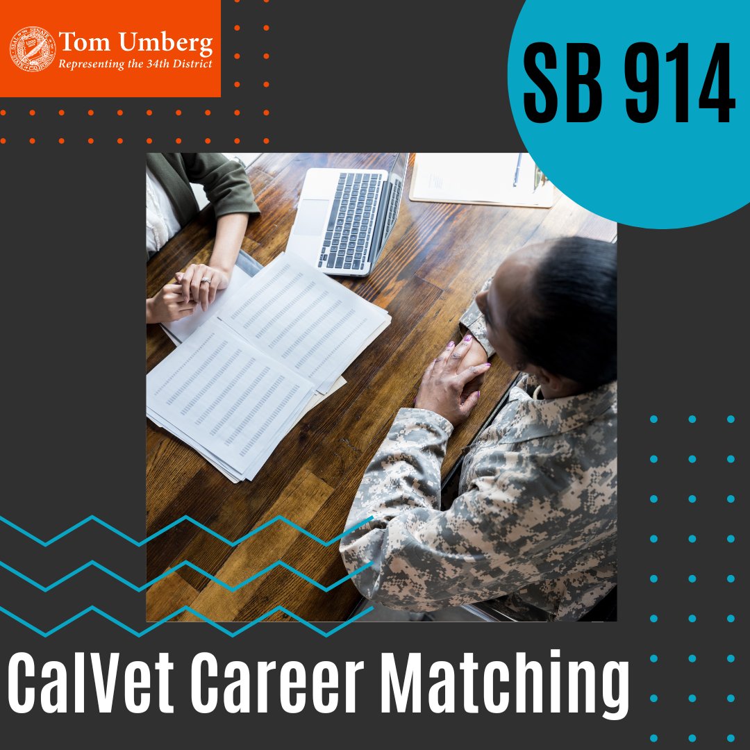 Thank you to my colleagues on the Senate Veterans Committee for passing my #SB914 on Consent yesterday. This measure will help connect veterans directly to job opportunities throughout CA by matching their transferrable skills via the @MyCalVet website. #CALeg #JobsforVeterans